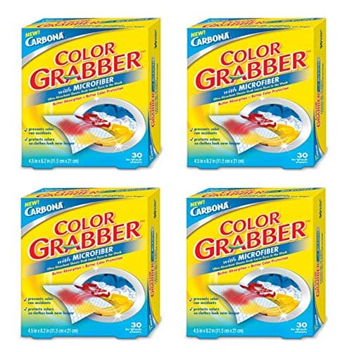 Carbona Color Grabber (30 Sheets), Prevents Color Runs & Dye Transfer in Mixed Loads, Helps Prevent Graying, Revives Colors, Plant-Based Fibers | 4 Pack