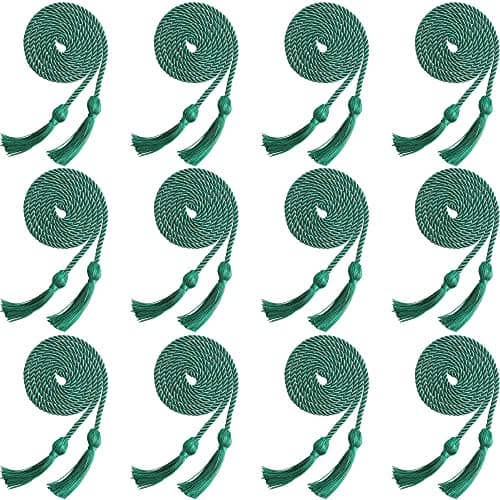 Cagemoga 12 Pieces Graduation Honor Cord Braided Honor Cord with Tassel Graduation Decoration Braided Cords for Graduation Students Grad Days and Graduates Photography (Green)