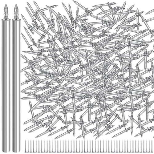 200 Pcs Double-Headed Seamless Nails for Skirting Boards, Invisible Double Sided Screws for Solid Wood Baseboard, with 2 Sleeve Installation Tools + 50 Pcs 1" Hanging Steel Nails