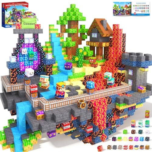 Coodoo 150PCS Magnetic Blocks, Build Mine Magnet World Set, Toddler Outdoor Toys STEM Construction Building Blocks Toy, Magnetic Tiles Sensory Kids Toys for 3+ Year Old Kids Boys Girls Ages 3 4 5 6