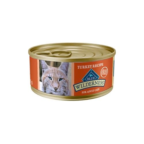 Blue Buffalo Wilderness Natural High-Protein Grain-Free Wet Food for Adult Cats, Turkey Paté, 5.5-oz. Cans, 24 Count
