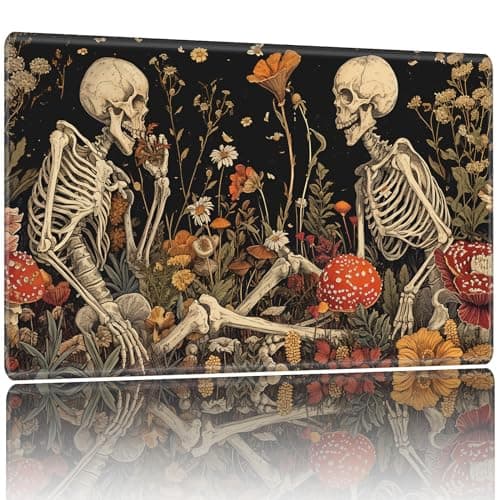 Playmat for MTG,Game Mat 27.5 x 15.74inches, Non Slip Rubber Backing TCG and Board Game Mat for Cards,Mousepad Desk Mats-Skull Mushrooms