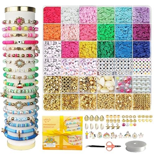 iumulinrui Friendship Bracelet Kit Concert Bracelets Merch, 5200 Pcs Clay Beads Bracelet Making Kit Tricolor Letter Bead, Jewelry Set with Pendant, DIY Craft Gifts Suitable for Beginners