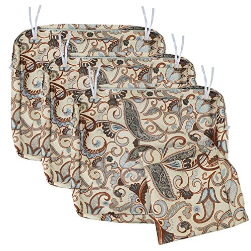 NettyPro Patio Chair Seat Cushion Covers Replacement, Water Resistant UV Protection Outdoor Cushion Slipcovers with Zipper and Tie, 19 x 19 x 4 Inch, Vintage