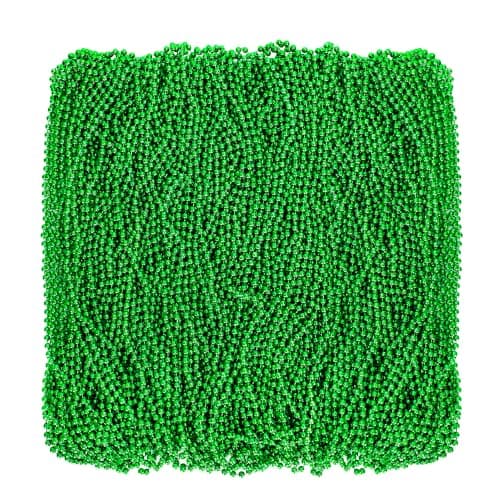 Huskein Mardi Gras Beads, 120 PCS Mardi Gras Accessories, 33 IN Green Bead Necklaces, St Patricks Day Parade Favors Bulk Party Beads Favors for Festival Carnival Decorations