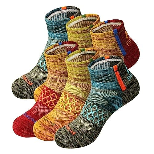 BIOAUM Men's Athletic Socks Size 10-13 - 6 Pairs Cotton Quarter Socks for Running, Workout, Work