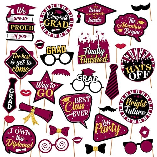 KatchOn Maroon and Black Graduation Photo Props, Pack of 30