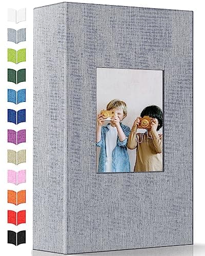 Artfeel Photo Album 4x6 with 300 Pockets,Slip-in Picture Albums,Linen Cover Memory Book with Front Window,White Page Vertical Photo Book for Wedding,Family,Anniversare,Baby,Vacation,Father's Day