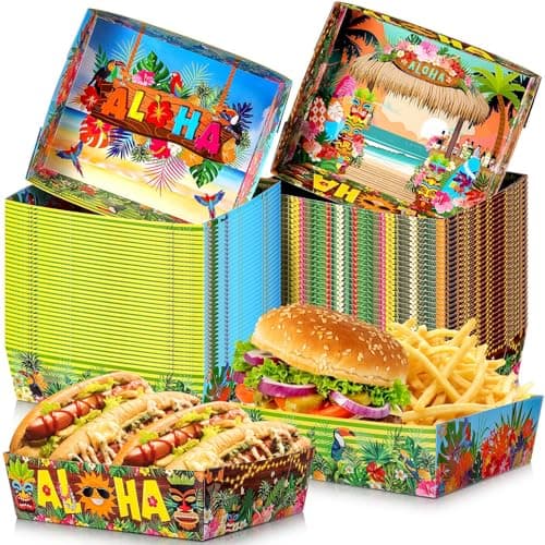 Uiifan 36 Pcs 60 Pcs Luau Paper Serving Trays, 5lb Large, Tiki Style