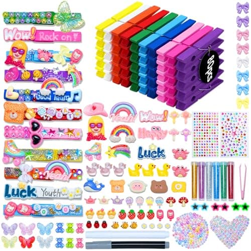 Cheer Pins for Cheerleaders, 80 Pcs Team Spirit Clips Making Kit, Wooden