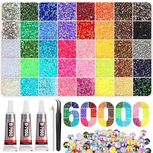 Artdone 60000Pcs Resin Rhinestones 3mm Jelly AB 40Colors Bedazzling Kit