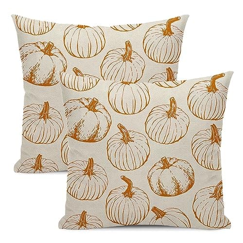 Yxuiyal Fall Decor Orange Burnt Pumpkin Pillow Covers 18x18 Set of 2