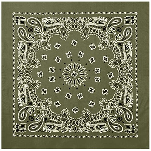 Rothco Trainmen Paisley Bandana – Extra-Large - 27" X 27" - Olive Drab