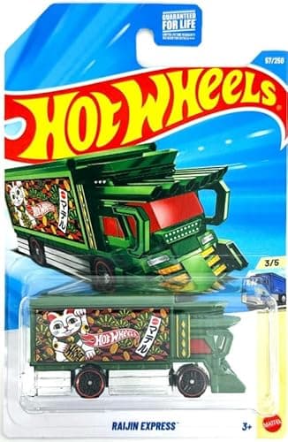 Hot Wheels Raijin Express [Green] (Lucky Cat Maneki-Neko Design) Heavyweights 3/5, 57/250, 1:64 Scale Diecast Toy Vehicle