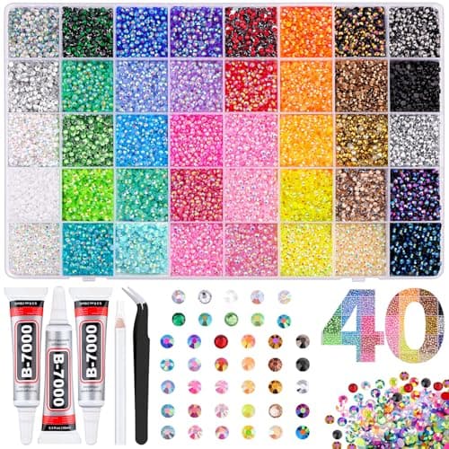 TINKRSTUFF 50000Pcs 3mm Jelly Rhinestones Bedazzling Kit