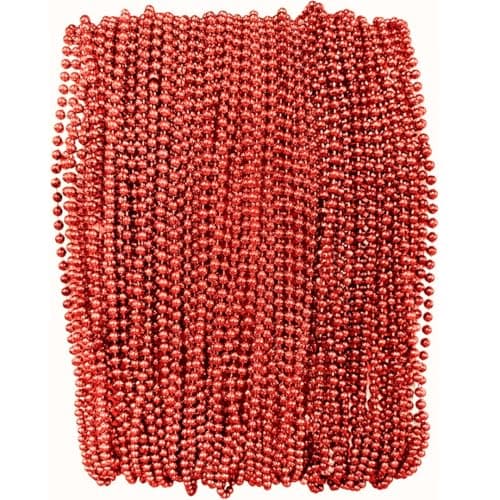 THE MARDI GRAS KREWE - Beads Necklaces Mardi Gras 72 Pack, 6 Dozen 33" 7mm - Party Favors, Parades, Bulk Decorations, Costumes, Festivals, Events - Red