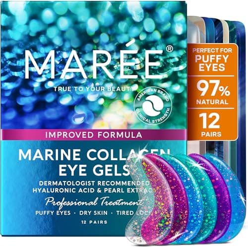 MAREE Eye Gels - Cooling Pads Under Eye Patches for Puffy Eyes and Dark Circles with Collagen & Hyaluronic Acid - Anti Wrinkles Under Eye Masks Skincare Treatment for Puffiness - Parches Para Ojeras