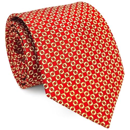 MONGGIL Mens Ties Burnt Orange Patterned Satin Necktie for Business, Wedding & Formal (ti-410)