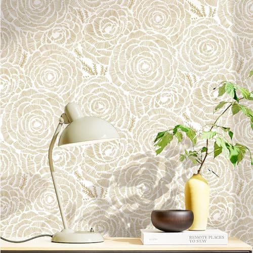 CiCiwind 590" × 16" Peel and Stick Wallpaper White and Yellow Floral Wall Paper for Bedroom Bathroom Self Adhesive Removable Modern Contact Paper Living Room