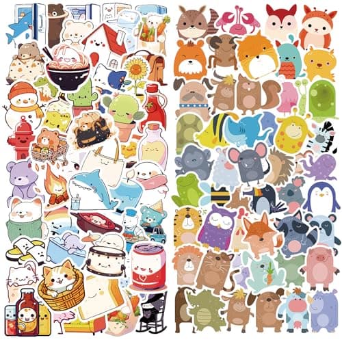 VERKSTAD Christmas 100 PCS Water Bottle Stickers for Kids,Waterproof Vinyl Animal Stickers for Children,Skateboard,Laptop Sticker for Girls Boys Classroom Prizes