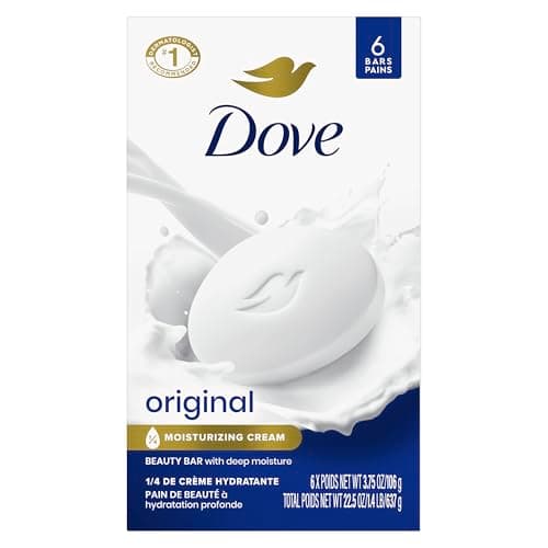 Dove Beauty Bar Soap Original, 6 Bars for Soft, Smooth Skin, with 1/4 Moisturizing Cream, 3.75 Ounce (Pack of 72)