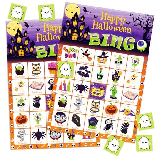 OHOME Halloween Games - Halloween Bingo for Kids | Halloween Party Favors - 24 Players Halloween Toys Gifts Party Supplies | Halloween Crafts Accessories Treats Activities for Family