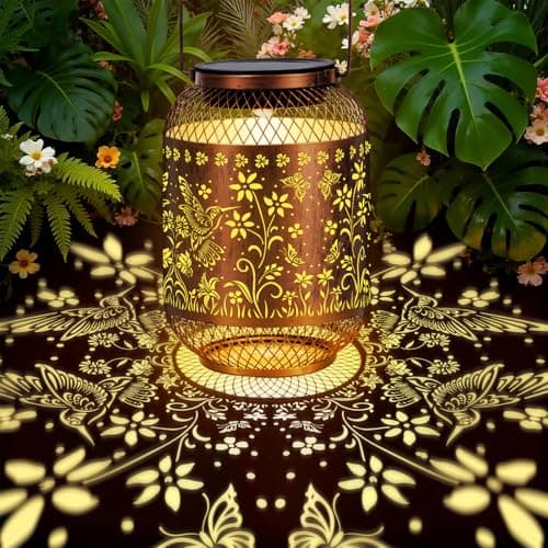 Vaukki Patio Solar Lantern Outdoor Waterproof, Hummingbird Garden Decor