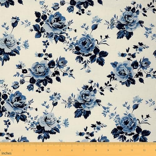 Feelyou Retro Floral Upholstery Fabric Decorative Soft