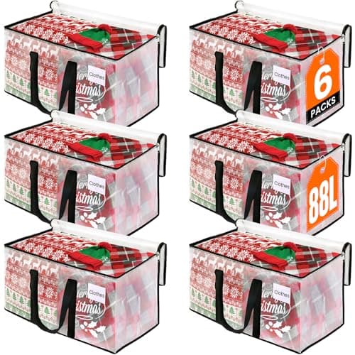 RoomHacks Moving Bags, Heavy Duty Large Storage Bags, 88L, 6 Pack, Clear