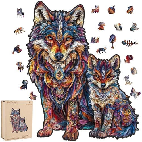 Ruikiyart Jigsaw Puzzles, Wolf Wooden Puzzles for Adults