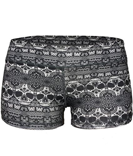 Epic MMA Gear Women's 3" Stretch Booty Shorts - Fitness, WOD, Yoga, Running, (XS, Skull Black)