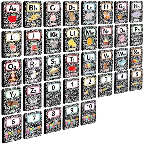 37Pcs Composition Alphabet Posters for Classroom Wall 0-10 Number Abc Cards