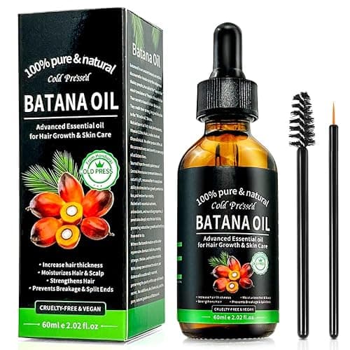 KMSH 100% Pure Batana Oil for Hair 2oz, Natural Scalp Massage Oil for Dry, Damaged & Frizzy Hair, Deep Conditioning Hair Oil for Breakage Care, Shine, Softness & Fuller-Looking Hair - 2.02 FL