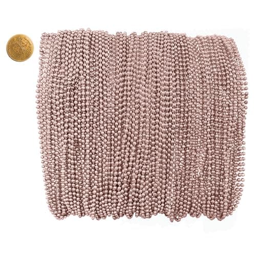 THE MARDI GRAS KREWE - Mardi Gras Beads – 144 Pieces, 12 Dozen, Assorted 33" 7mm Bead Necklaces with Doubloon, Bulk Party Favors and Parade Throws - Champange Pink