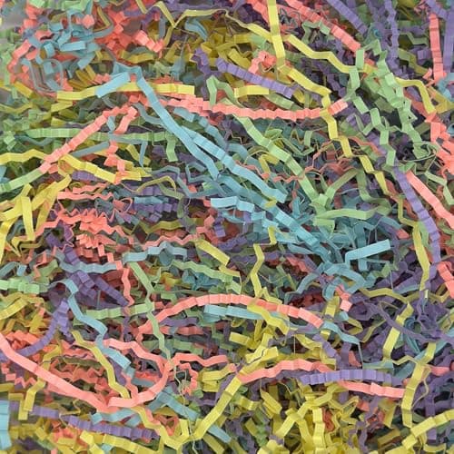 Easter Pastel Crinkle Cut Paper Shred Filler, 5oz Decorative Gift Basket Filler, Cushioning Packing Material for Gift Boxes, Bags, DIY Crafts, Party Supplies & Shipping Protection
