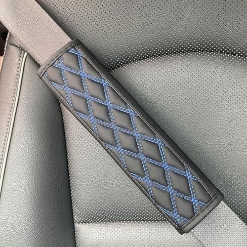 JDDRY 2PC Seat Belt Neck Protector,Car Seat Belt Covers Pads,Leather Seatbelt Covers,Universal Car Seat Strap Pads,Car Interior Accessories(Blue)