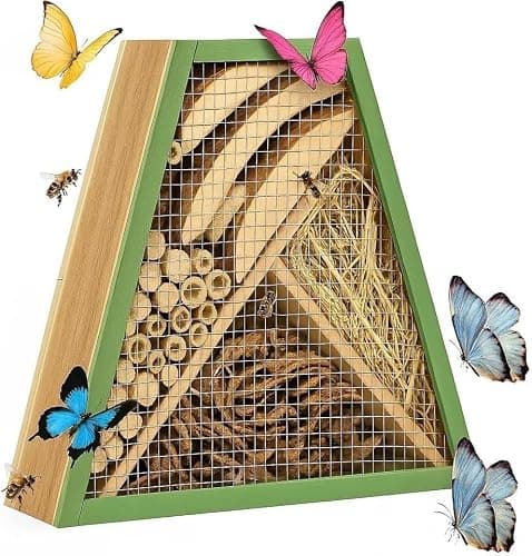 Premium Insect House Hotel Cedar Wood Insect Hotel Insect House - Backyard Bee House, Nesting Habitat Shelters, Garden Shelter for Bees, Butterflies, Bugs,Heavy Duty Thickness Colorful