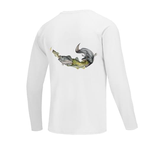 UPF 50+ Fishing Shirt for Men, Long Sleeve Sun Protection, Quick-Dry Rash Guard for Outdoors #1034 (Food Chain,2XL)