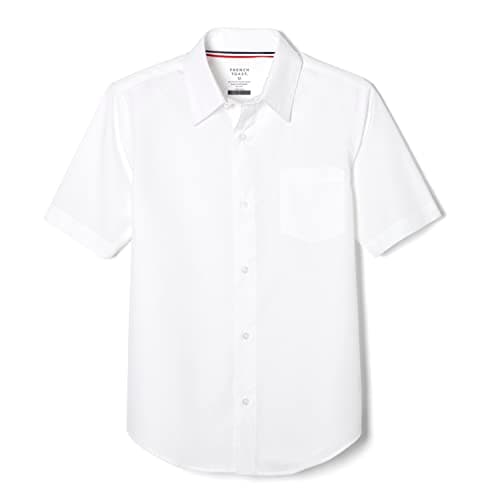 French Toast Boys' Short Sleeve Classic Poplin Dress Shirt (Kids Standard & Husky Sizes), White, 12