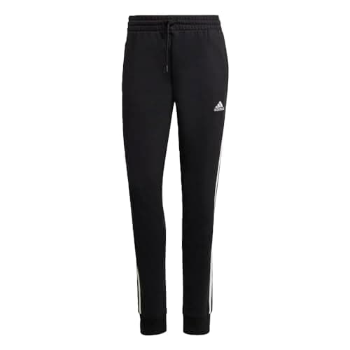Adidas Womens Essentials 3-Stripes French Terry Cuffed Pants Black/White Large