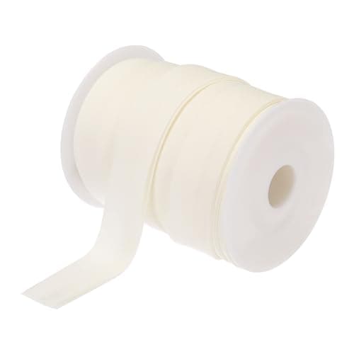MECCANIXITY 1 Inch Double Fold Bias Tape Polyester Continuous Bulk Bias Tape for Sewing,Seaming Quilting Hemming Binding Crafts (Beige White 25 Yards)