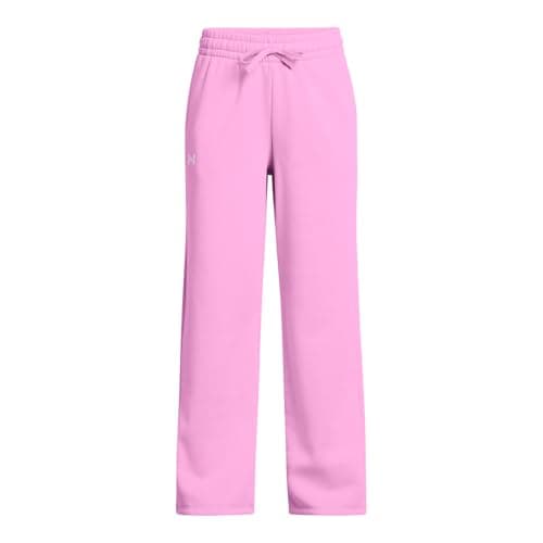 Under Armour Girls' Rival Fleece Straight Leg Pants, (638) Stellar Pink / / White, X-Large