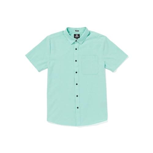 Volcom Men's Date Knight Short Sleeve Classic Fit Button Down Shirt Crete Blue X-Small