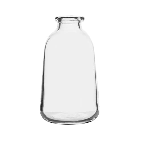 Elements 8 Inch Clear Glass Milk Bottle Vase - Farmhouse Country Style Decorative Flower Vase for Home Decor, Faux and Dried Floral Arrangements, 8 in Tall x 4.5 in Wide