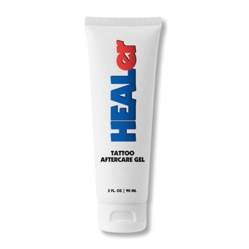 HEALer Tattoo Aftercare Gel, Aloe + Vitamin E Tattoo Moisturizer for New Tattoos and Piercings, Fast Absorbing, Non Greasy, Fragrance Free, Gentle for Sensitive Skin, 3 oz