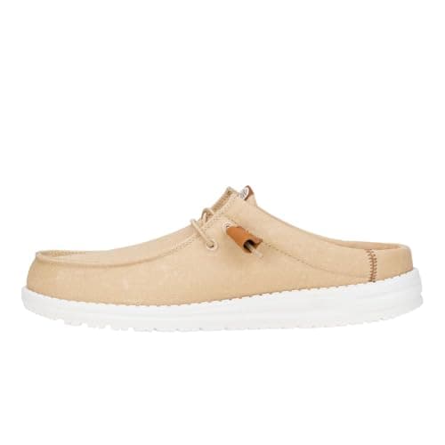 HEYDUDE Men's Wally Slip Stretch Canvas Loafer Tan/White