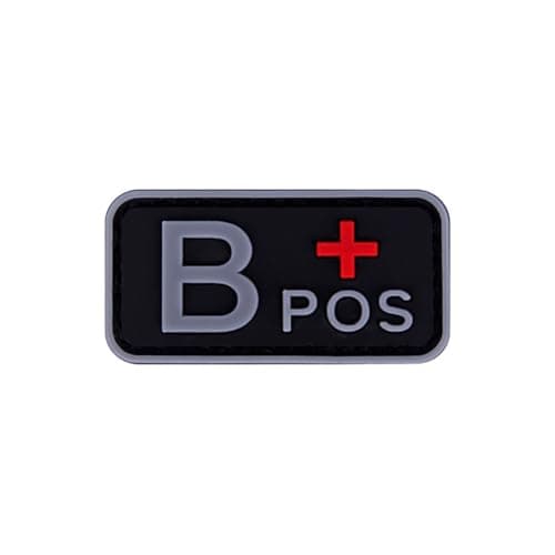 PVC Blood Type Patch, Tactical Morale Patch with Hook, 0.98 x 1.97 Inches, Personalized Accessory for Clothing, Backpacks, Hats (Gray B+)