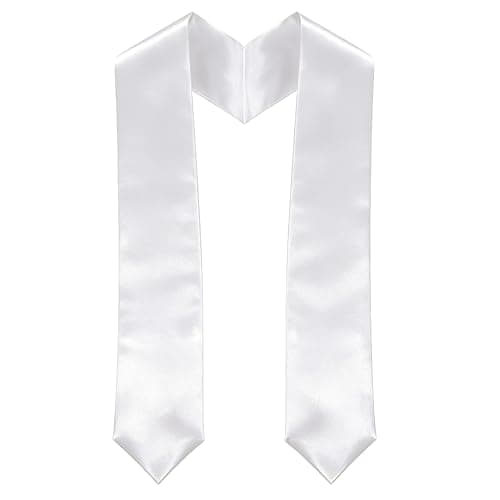ZYLOP Plain Graduation Stole 60 Inch – Smooth White Graduation Sash Class of 2026 for High School & College – Classic Unisex Academic Stole for Ceremony