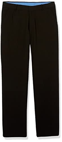 IZOD Boys' Big Bi-Stretch Flat Front Dress Pant, Black Twill, 18