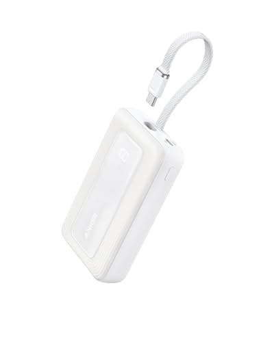 Anker Portable Charger, 10,000mAh 30W Power Bank, USB-C in and Out Fast Charging Battery Pack, Travel Essential Phone Power Bank, for iPhone 17/16, Galaxy and More (White, 10000, Milliamp Hours)
